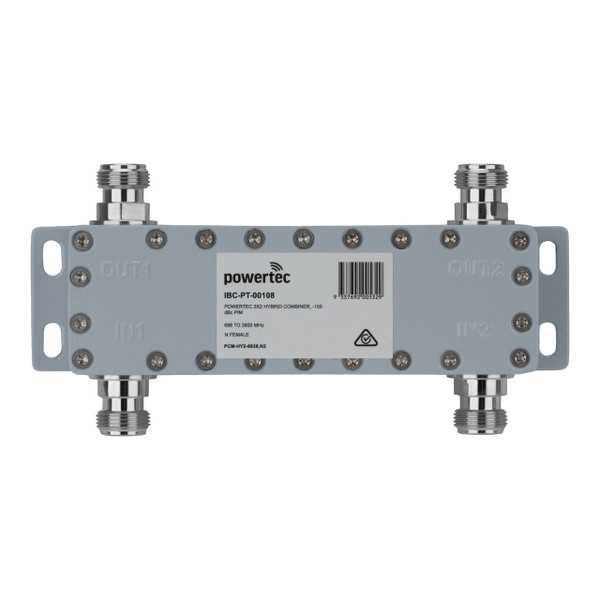 Powertec 2x2 RF Hybrid Combiner, 700-3800MHz, N Female, -155dBc