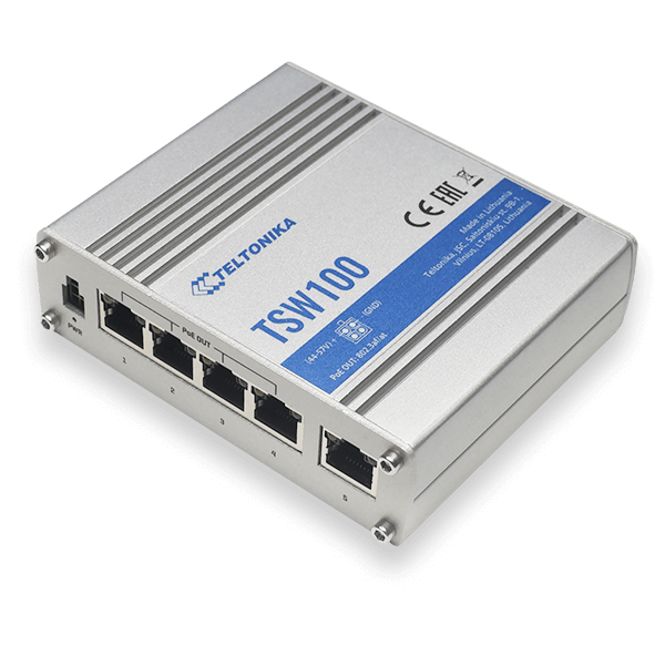 Teltonika TSW100 - Industrial 5 Port Gigabit PoE Switch