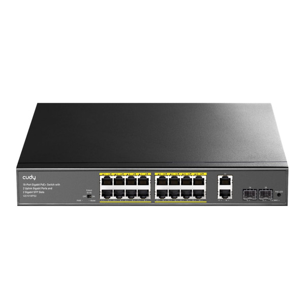 Cudy GS1018PS2 16-Port Gigabit PoE+ Switch with 2 Uplink Gigabit Ports and 2 Gigabit SFP Slots 200W