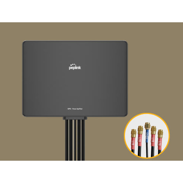 Peplink Slim-40G Antenna (4x LTE/5G + GPS),Black, 2m cable, SMA