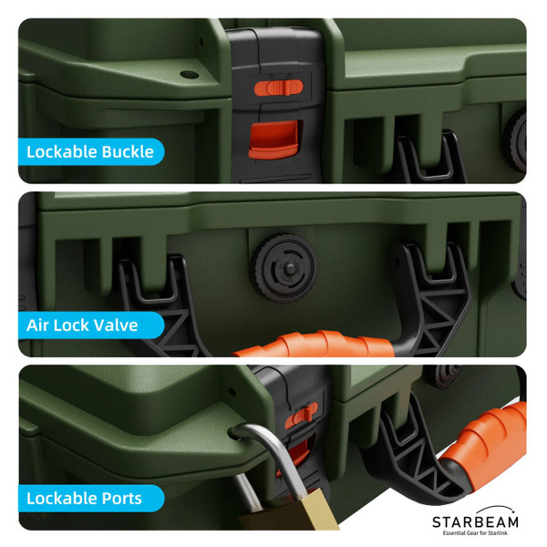 STARBEAM Starlink Mini Hard Protective Travel Case with Storage - Green