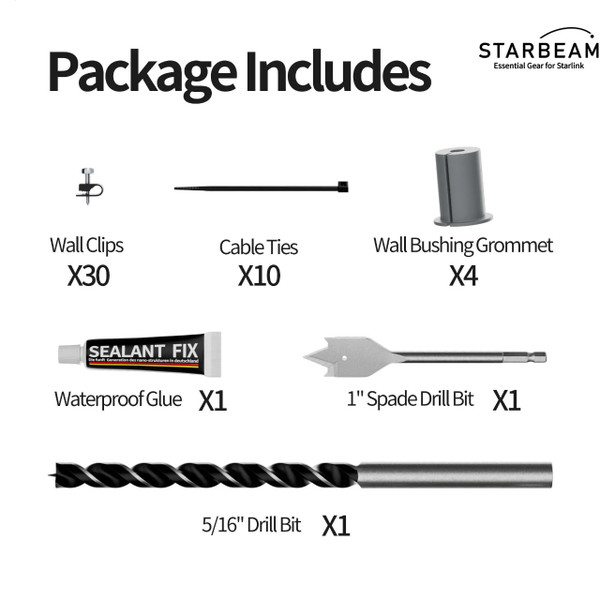 STARBEAM Starlink Dish Cable Routing & Installation Kit