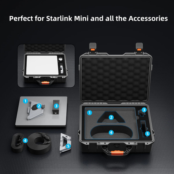 STARBEAM Starlink Mini Hard Protective Travel Case with Storage - Grey
