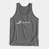 Gray BigCommerce logo tank top, front view laying flat.
