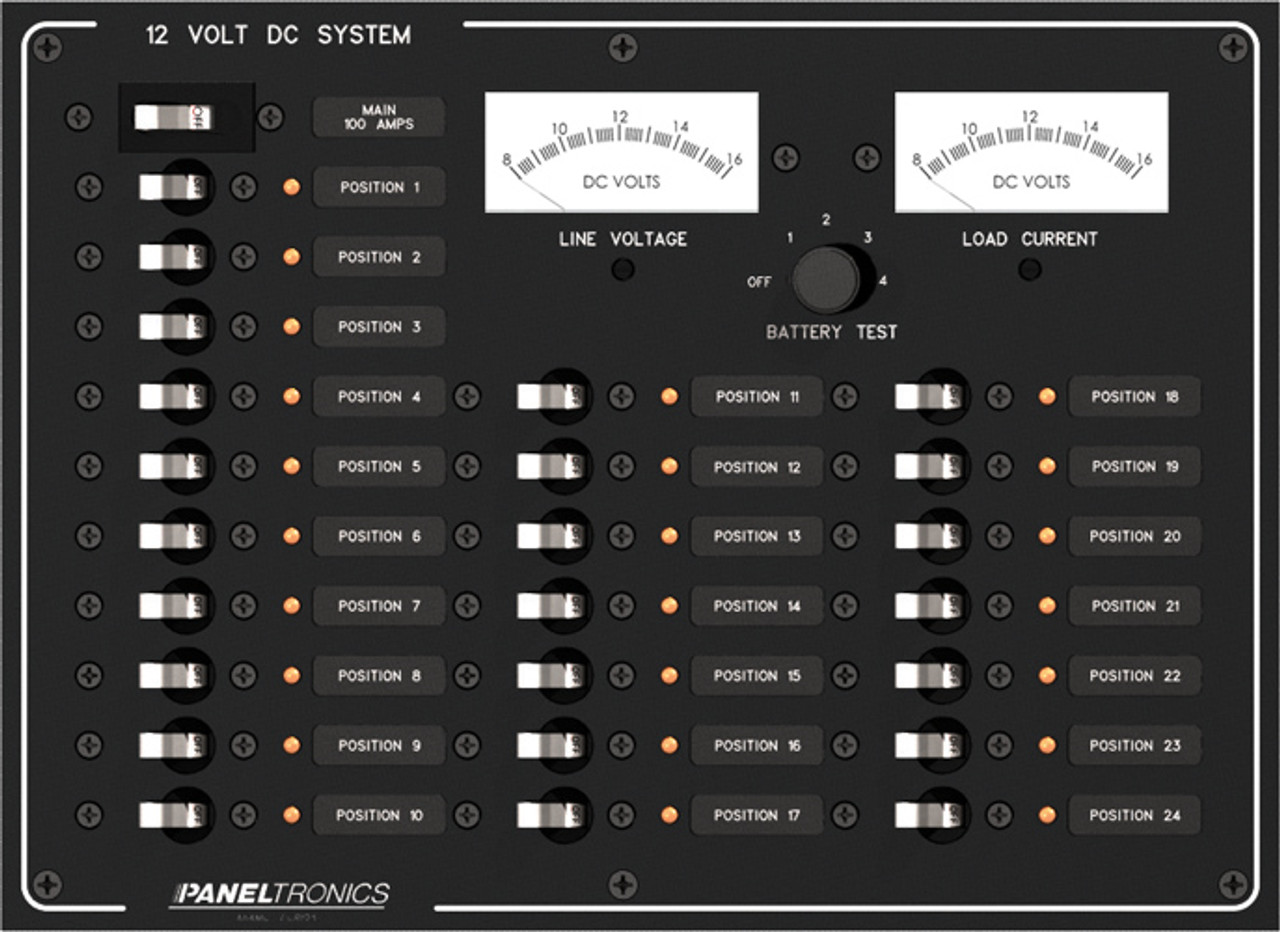 Paneltronics 9993205 Dc 24 Position Circuit Breaker Marine Panel W Main And Meters