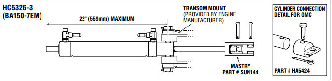 SeaStar HC5326-3 | BA150-7EM | Boat Sterndrive Cylinder