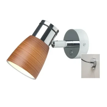 Prebit Munich: Adj. Wall Light, Chrome w/ Brown Glass, Dim2Warm Dimmer, USB — ILPB21112305USB