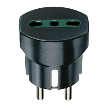 Imtra Sicury Socket Adapter, German/French to Italian P17/11, 2P+E, 16A, 250V/1500W, Black — VM00301