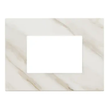Imtra EIKON EXE COVER PLATE 3-MODULE WORKED STONE, WHITE CALACATTA — VM22653.51     