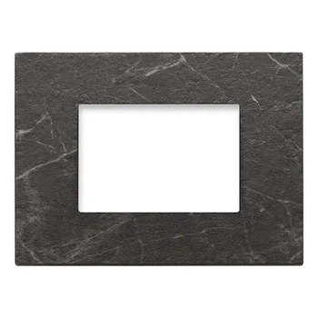 Imtra EIKON EXE COVER PLATE 3-MODULE WORKED STONE, BLACK MARQUINA — VM22653.53     