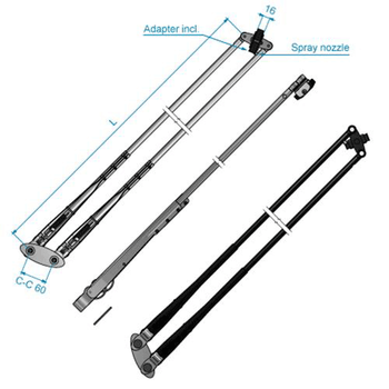 W50 Wiper Arm, 41-47", Black SS w/Washing Jet Kit W50 Wiper Arm, 41-47", Black SS w/Washing Jet Kit