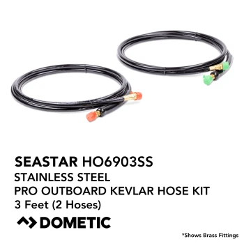 SeaStar HO6903SS PRO Stainless Steel Outboard Kevlar Hose Kit 3 Feet (2 Hoses)