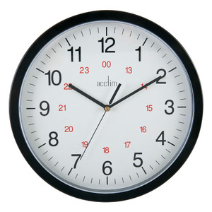 Commercial Clock, 300mm dia, 12/24 Hour, Black