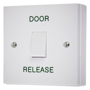 White  Exit button with DOOR RELEASE legend