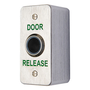 Slim, brushed stainless steel infrared door release button - Surface