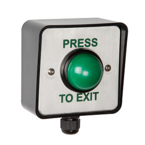 Image of a Weatherproof Green Dome Button, Press to Exit