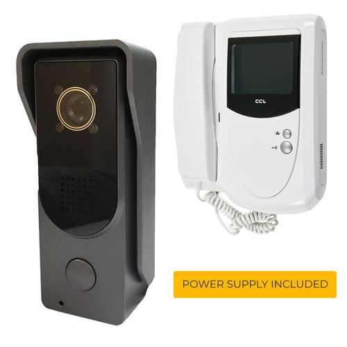 Black 1 Way video Panel and White Video Monitor Handset