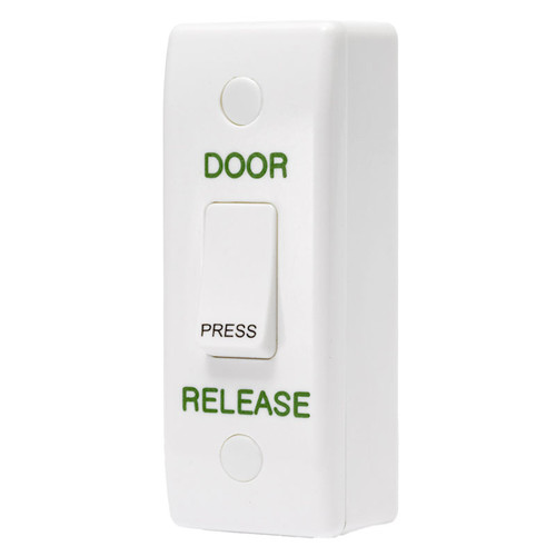 Exit Button, Door Release Legend, Gloss White Plastic