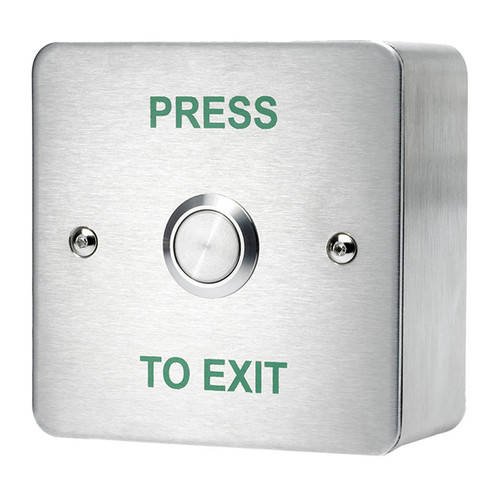 Exit Button, Brushed Stainless Steel, Press to Exit, Surface Mounting