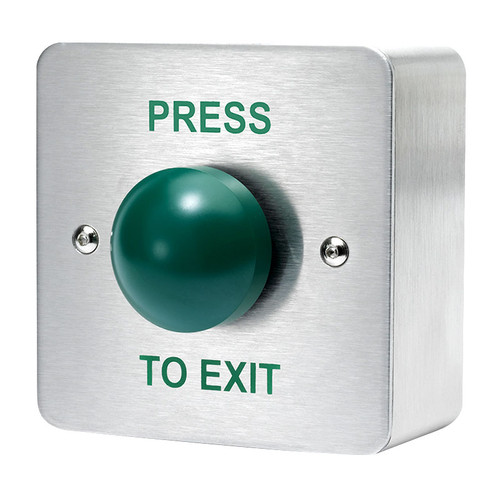 Exit Button, Green Dome, Press to Exit, Weatherproof, Surface Mount