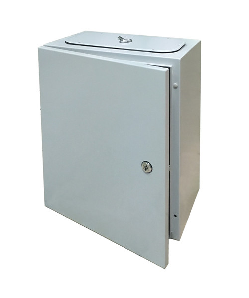 Lockable Steel Enclosure - IP66, IK10, 600x400x200 - Galvanized Grey RAL7035 - Wall Mount - Weatherproof - Secure