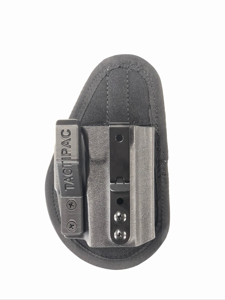 Front view of Max 2.0 IWB holster showing retention and belt clip for Glock 43 series