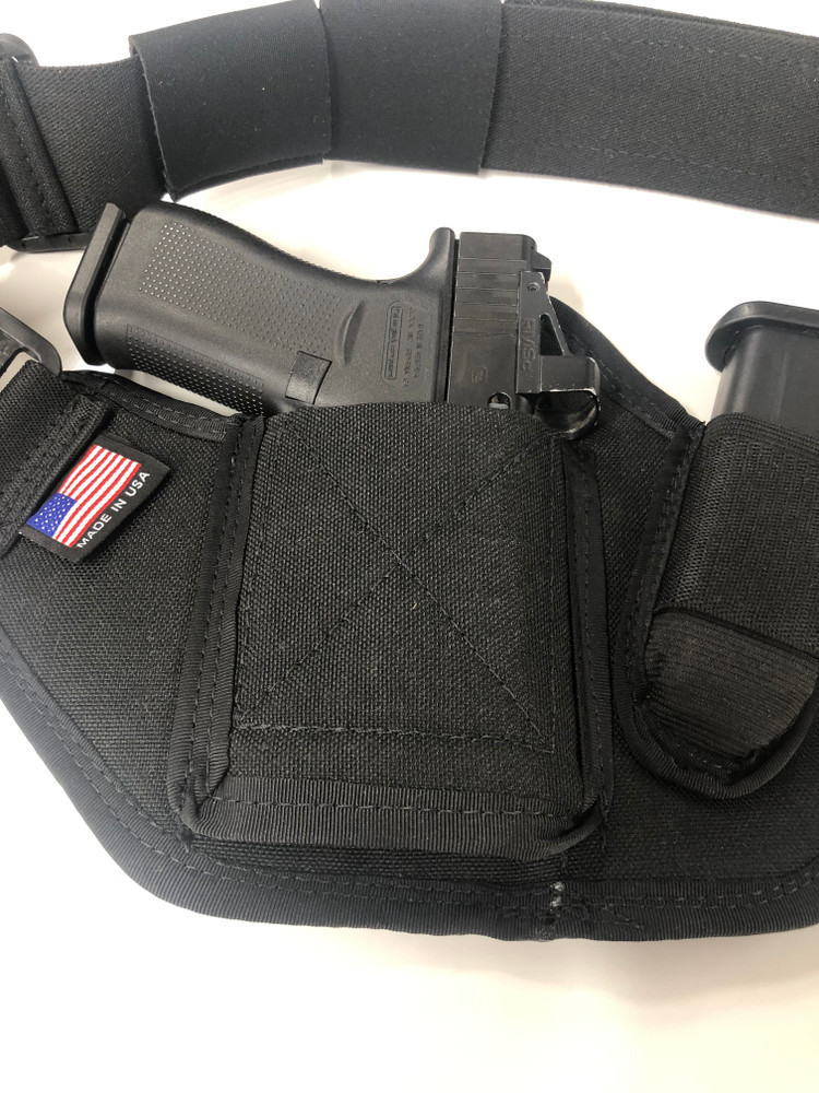 Close up of Glock 43X MOS holstered in the ACS Holster.