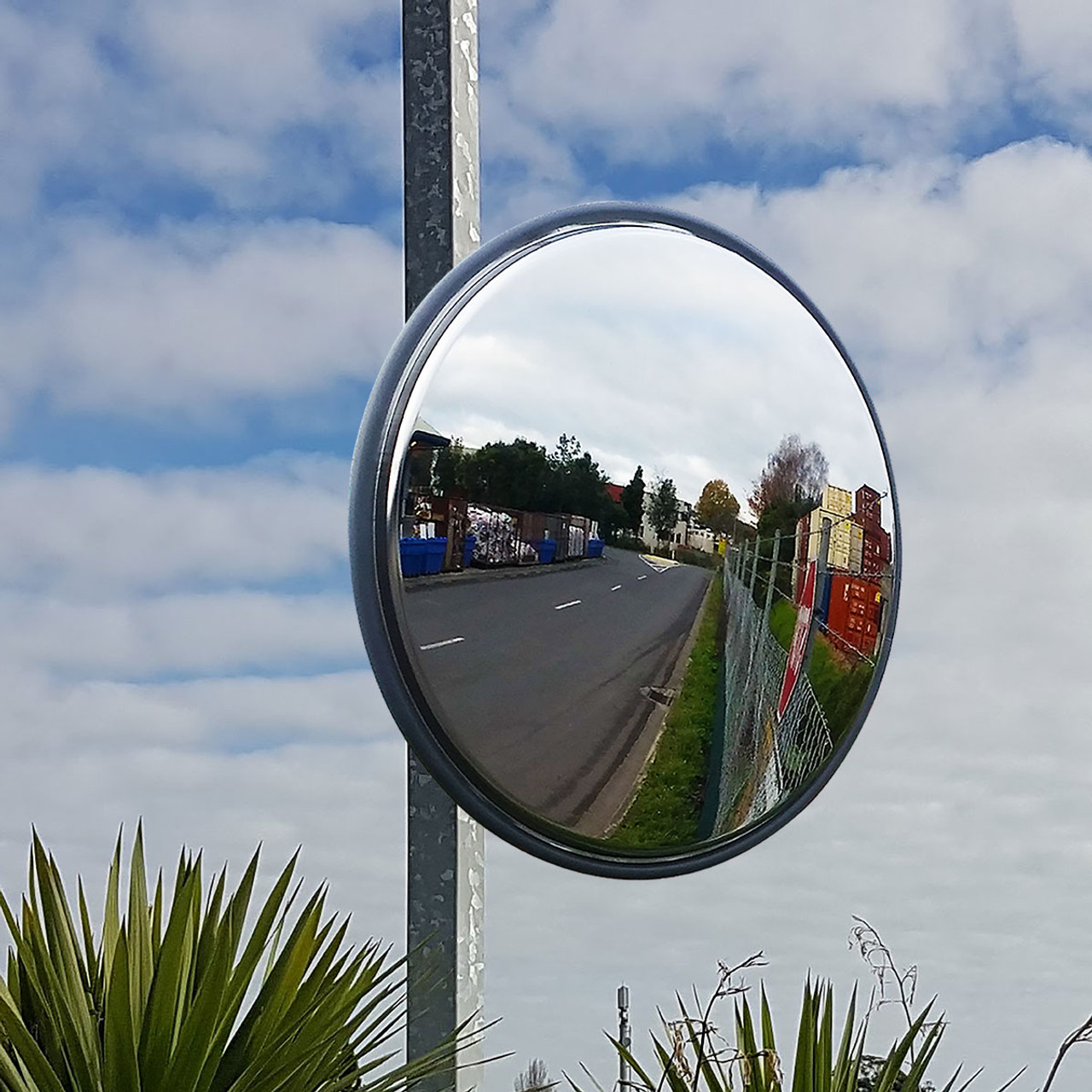 Shatterproof Polycarbonate Traffic Mirror with Steel Backing