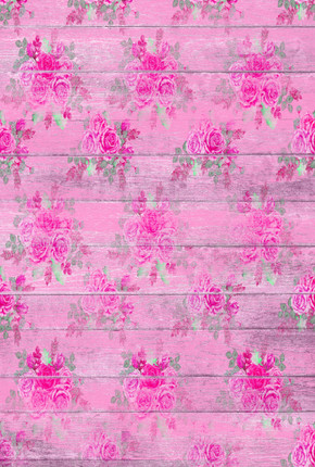 Shabby Chic Wood - Pink & Roses