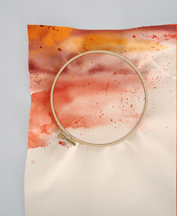 Painter's Autumn Cross Stitch Fabric Painter's Autumn Cross Stitch Fabric