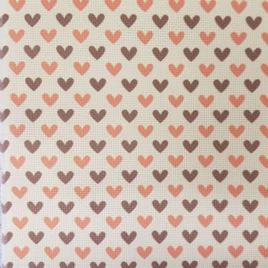 Red & Brown Hearts - Patterned Cross Stitch Fabric
