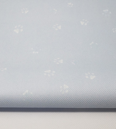 Paw Prints on Blue Cross Stitch Fabric