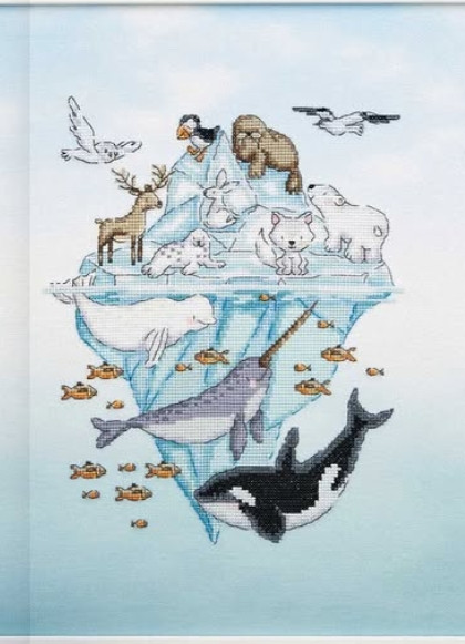 On the Ocean Cross Stitch Fabric for Arctic Animals SAL
