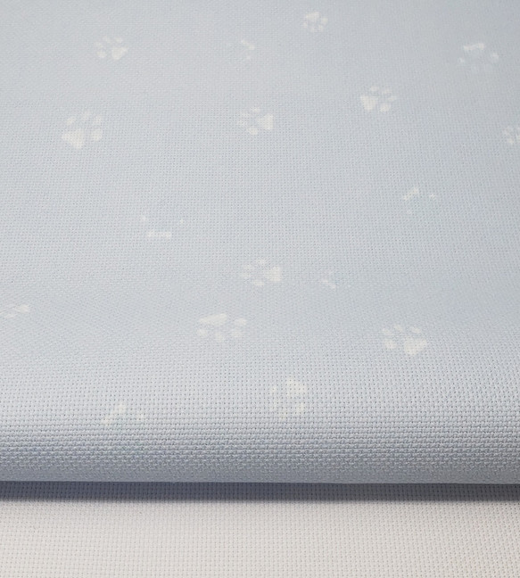 Paw Prints on Blue Cross Stitch Fabric