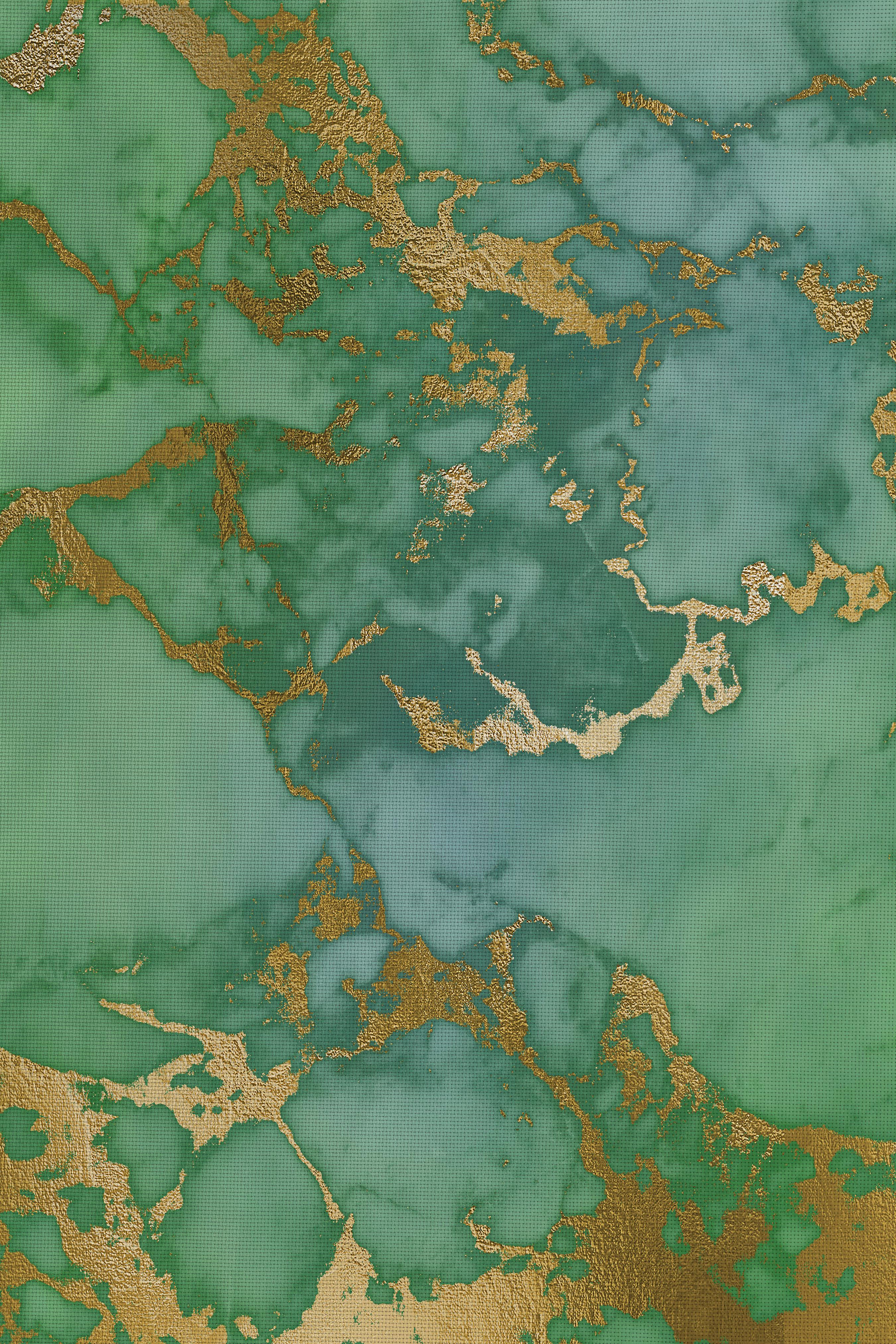 Ocean Green & Gold Marble cross stitch fabric - Fabric Flair