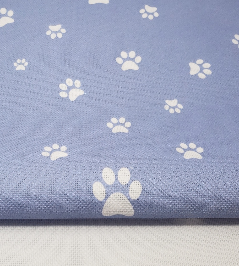 Blue Paw Prints Cross Stitch Fabric 
