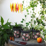 set of 3 plastic 'bamboo floral' 15cm indoor/outdoor pots