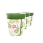 Set of 3 green plastic flamingo pattern, indoor/outdoor pots 22cm x 22cm