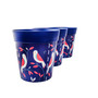 Set of 3 blue birds, plastic indoor/outdoor pots 22cm x 22cm