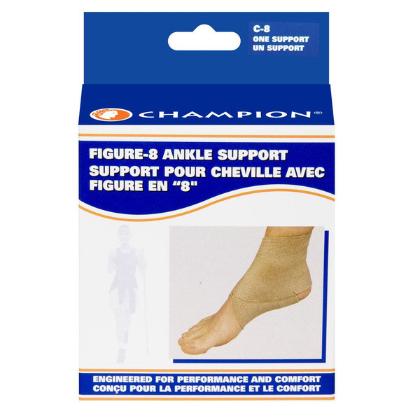 Champion Plus, Medium (8.25-9 inches), Figure 8 Ankle Support/Brace, Knit Elastic.