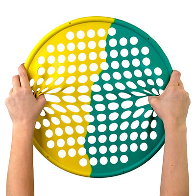 CanDo Web Hand Multi-Resistance Exerciser, X-Light/Medium, 14 inch Diameter - Yellow/Green.