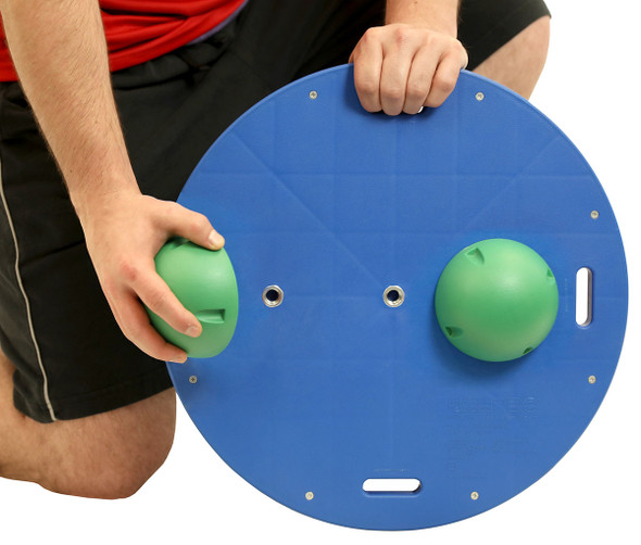 CanDo Balance Board Combo 16" Circular Wobble/Rocker Board with 2 Moderate Green Balls.