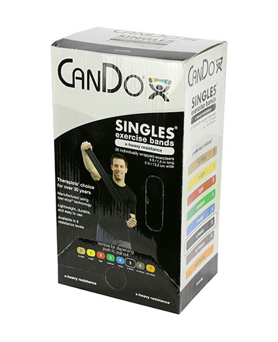 CanDo Low Powder Pre-cut 5 foot Exercise Bands, X-Heavy - Black - 30/BX.