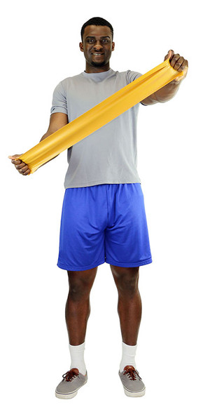 CanDo Low Powder Pre-cut 5 foot Exercise Bands, XXX-Heavy - Gold - 30/BX.