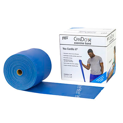 CanDo Low Powder Exercise Band, Heavy, Blue.