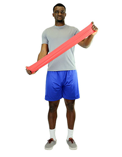 CanDo Low Powder 4 Foot Pre-Cut Exercise Bands, Light - Red.