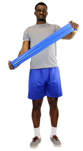 CanDo Low Powder 4 Foot Pre-Cut Exercise Bands, Heavy - Blue.