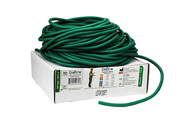 CanDo Low Powder Exercise Tubing, 100-Foot Dispenser Roll, Medium - Green.