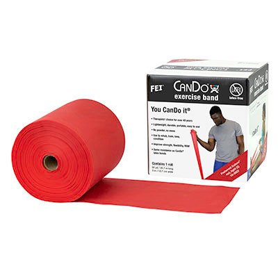 CanDo Latex Free Exercise Bands, Light, Red.