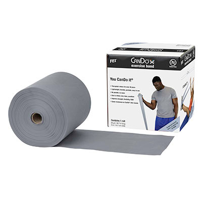 CanDo Latex Free Exercise Bands, XX-Heavy, Silver.